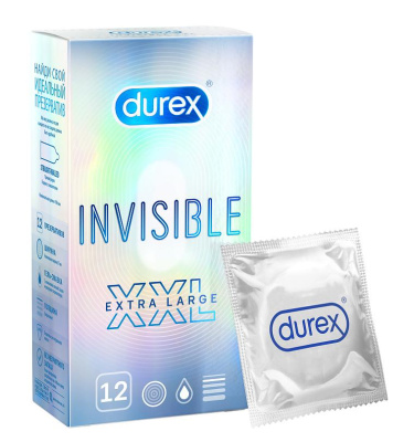 ПРЕЗЕРВАТИВЫ ДЮРЕКС INVISIBLE УЛЬТРАТОНКИЕ XXL №12 фото в интернет-аптеке Склад Лекарств