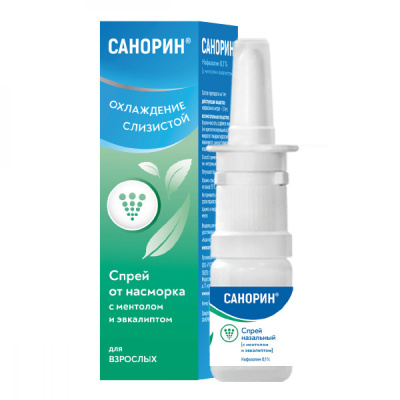 САНОРИН СПРЕЙ С МЕНТОЛОМ И ЭВКАЛИПТОМ 0,1% 10МЛ фото в интернет-аптеке Склад Лекарств