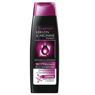 КОМПЛИМЕНТ КЕРАТИН & АРГИНИН ШАМПУНЬ ЭКСТРЕМ ВОССТАН 400МЛ фото в интернет-аптеке Склад Лекарств