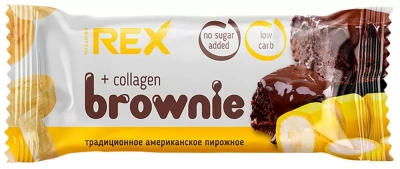 ПРОТЕИН РЕКС ПИРОЖНОЕ ПРОТЕИН БРАУНИ БАНАНОВОЕ С КОЛЛАГЕН СПЕЦ ПИЩ ПРОДУКТ Д/СПОРТСМЕНОВ 50Г фото в интернет-аптеке Склад Лекарств
