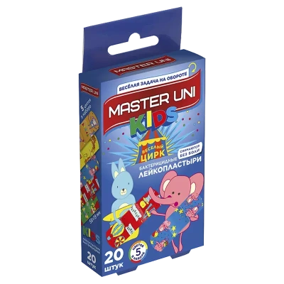 ЛЕЙКОПЛАСТЫРЬ МАСТЕР ЮНИ КИДС НА ПОЛИМЕРН ОСНОВЕ ВЕСЕЛЫЙ ЦИРК С РИС N20 фото в интернет-аптеке Склад Лекарств