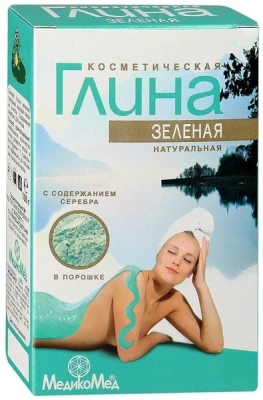 ГЛИНА КОСМЕТИЧ ЗЕЛЕНАЯ С СЕРЕБРОМ 100Г/МЕДИКОМЕД/ фото в интернет-аптеке Склад Лекарств