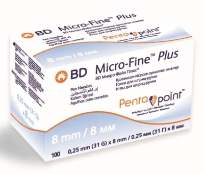 ИГЛА BD MICRO-FINE PLUS PENTAPOINT ИНЪЕКЦ ОДНОРАЗОВ ДЛЯ ИНСУЛИНОВЫХ ШПРИЦ-РУЧЕК 31G 0,25Х8ММ №100 (АРТ. 320499) Д фото в интернет-аптеке Склад Лекарств