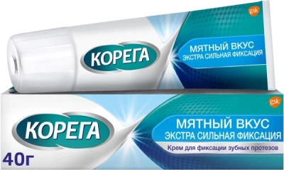 КОРЕГА ЭКСТРА КРЕМ ДЛЯ ФИКС З/ПРОТЕЗОВ СИЛЬНЫЙ МЯТНЫЙ ВКУС 40Г фото в интернет-аптеке Склад Лекарств