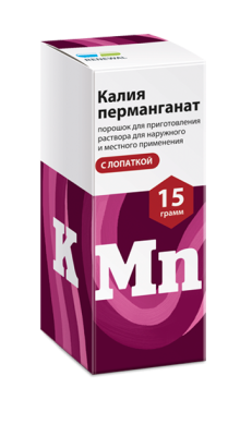 КАЛИЯ ПЕРМАНГАНАТ ПОР Д/ Р-РА МЕСТНО НАРУЖНО С ЛОПАТКОЙ ФЛ 15Г/ОБНОВЛЕНИЕ/ фото в интернет-аптеке Склад Лекарств