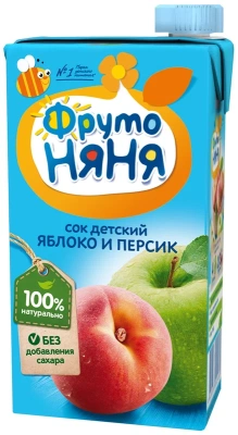ФРУТОНЯНЯ СОК ЯБЛОКО И ПЕРСИК С МЯКОТЬЮ С 3-Х ЛЕТ 500МЛ фото в интернет-аптеке Склад Лекарств