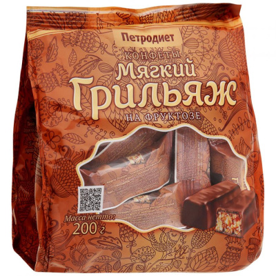КОНФЕТЫ ПЕТРОДИЕТ МЯГКИЙ ГРИЛЬЯЖ НА ФРУКТОЗЕ 200Г фото в интернет-аптеке Склад Лекарств