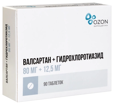 ВАЛСАРТАН+ГИДРОХЛОРТИАЗИД ТАБ П/О 80МГ+12,5МГ №90/ОЗОН ФАРМ/ фото в интернет-аптеке Склад Лекарств