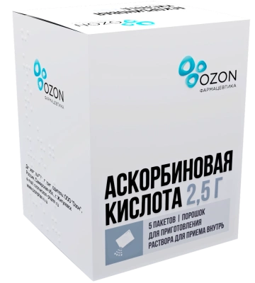 АСКОРБИНОВАЯ КИСЛОТА ПОР Д/Р-РА ВНУТРЬ 2,5Г ПАК №5/ОЗОН/ фото в интернет-аптеке Склад Лекарств