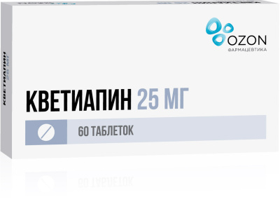 КВЕТИАПИН ТАБ П/О 25МГ №60/ОЗОН/ фото в интернет-аптеке Склад Лекарств