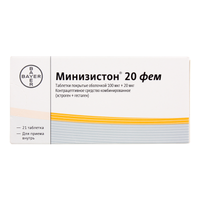 МИНИЗИСТОН 20 ФЕМ ТАБ П/О 100МКГ+20МКГ №21 фото в интернет-аптеке Склад Лекарств