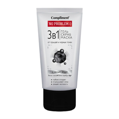 КОМПЛИМЕНТ NO PROBLEM 3В1 ГЕЛЬ СКРАБ МАСКА ОТ ПРЫЩЕЙ 150МЛ фото в интернет-аптеке Склад Лекарств