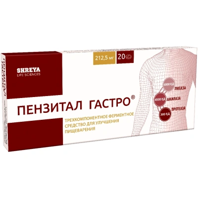 ПЕНЗИТАЛ ГАСТРО ТАБ П/О №20 фото в интернет-аптеке Склад Лекарств