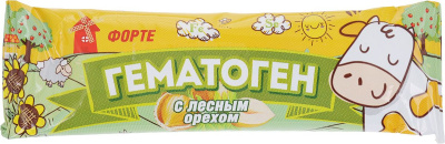 ГЕМАТОГЕН ФОРТЕ С ЛЕСНЫМ ОРЕХОМ 40Г фото в интернет-аптеке Склад Лекарств