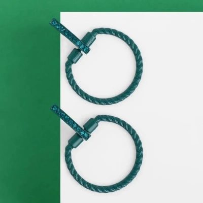 СЕРЬГИ СО СТРАЗАМИ ЛАССА ЦВЕТ МОРСКОЙ В ЗЕЛЁНОМ МЕТАЛЛЕ фото в интернет-аптеке Склад Лекарств