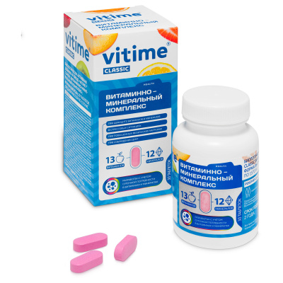 ВИТАЙМ КЛАССИК ВИТАМИННО-МИНЕРАЛЬНЫЙ КОМПЛЕКС ТАБ N30 фото в интернет-аптеке Склад Лекарств
