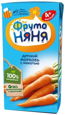 ФРУТОНЯНЯ НЕКТАР МОРКОВЬ С МЯКОТЬЮ 4МЕС+ 200МЛ фото в интернет-аптеке Склад Лекарств