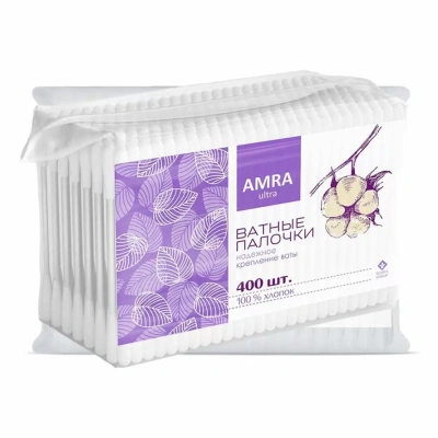 АМРА ВАТНЫЕ ПАЛОЧКИ №400 ПАКЕТ фото в интернет-аптеке Склад Лекарств