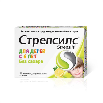 СТРЕПСИЛС ТАБ Д/РАСС ДЕТСКИЙ БЕЗ САХАРА №16 фото в интернет-аптеке Склад Лекарств