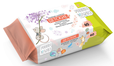 ФРЕШЛЕНД САЛФЕТКИ ВЛАЖНЫЕ ДЕТСКИЕ С АЛОЭ ВЕРА И ВИТАМИНОМ Е №60 фото в интернет-аптеке Склад Лекарств