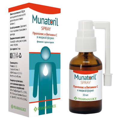 МУНАТОРИЛ СПРЕЙ Д/ГОРЛА 30МЛ ПРОПОЛИС И ВИТ С фото в интернет-аптеке Склад Лекарств
