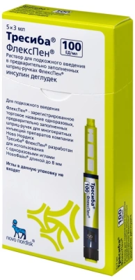 ТРЕСИБА ФЛЕКСПЕН Р-Р Д/П/К 100ЕД/МЛ КАРТРИДЖ+ШПРИЦ-РУЧКА 3МЛ №5 фото в интернет-аптеке Склад Лекарств