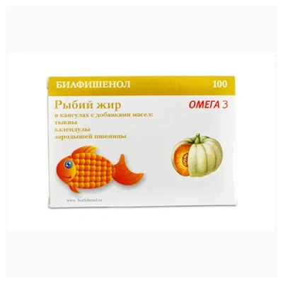 РЫБИЙ ЖИР БИАФИШЕНОЛ С МАСЛОМ ТЫКВЫ КАЛЕНД ПШЕН №100 фото в интернет-аптеке Склад Лекарств