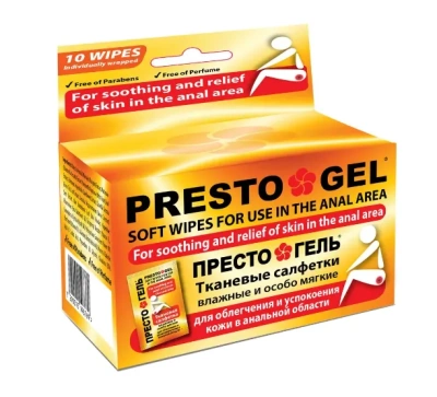 ПРЕСТО ГЕЛЬ ВЛАЖНЫЕ САЛФЕТКИ №10 фото в интернет-аптеке Склад Лекарств