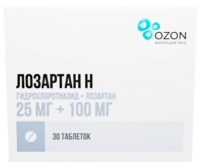 ЛОЗАРТАН Н ТАБ П/О 25МГ+100МГ №30/ОЗОН/ фото в интернет-аптеке Склад Лекарств