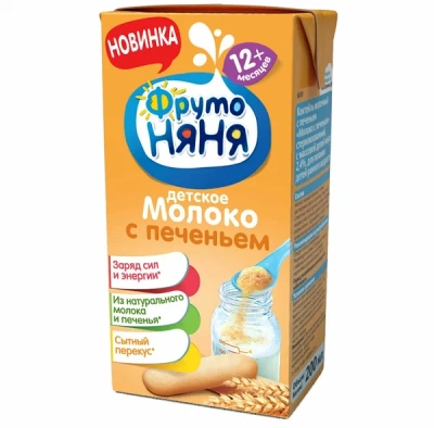 ФРУТОНЯНЯ КОКТЕЙЛЬ МОЛОЧНЫЙ С ПЕЧЕНЬЕМ 200МЛ 12МЕС+ фото в интернет-аптеке Склад Лекарств