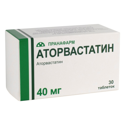 АТОРВАСТАТИН ТАБ П/П/О 40МГ №30/ПРАНАФАРМ/ фото в интернет-аптеке Склад Лекарств