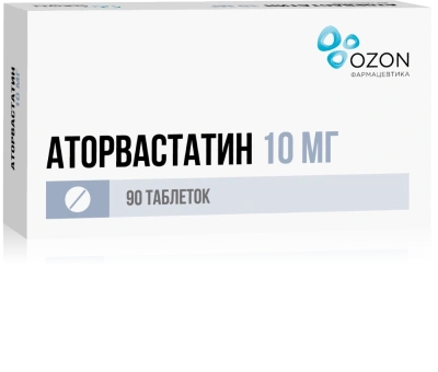 АТОРВАСТАТИН ТАБ П/П/О 10МГ №90/ОЗОН/ фото в интернет-аптеке Склад Лекарств