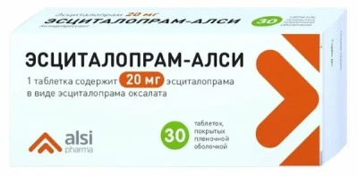 ЭСЦИТАЛОПРАМ ТАБ П/П/О 20МГ №30/АЛСИ ФАРМА/ фото в интернет-аптеке Склад Лекарств