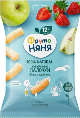 ФРУТОНЯНЯ ПАЛОЧКИ КУКУРУЗНЫЕ ЯБЛОКО КЛУБНИКА 20Г фото в интернет-аптеке Склад Лекарств