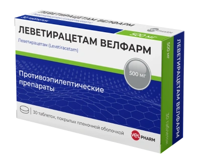 ЛЕВЕТИРАЦЕТАМ ТАБ П/О 500МГ №30/ВЕЛФАРМ/ фото в интернет-аптеке Склад Лекарств