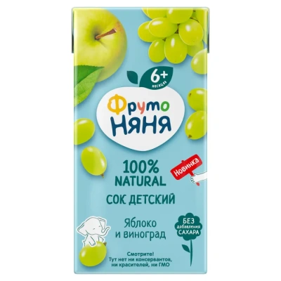 ФРУТОНЯНЯ СОК ЯБЛОКО ВИНОГРАД ОСВЕТЛ 200МЛ фото в интернет-аптеке Склад Лекарств