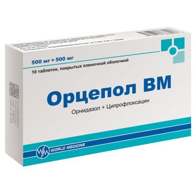 ОРЦЕПОЛ ВМ ТАБ П/О 500МГ+500МГ №10 фото в интернет-аптеке Склад Лекарств