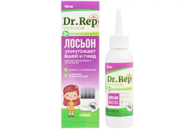 ДОКТОР РЕП СРЕДСТВО ПЕДИКУЛИЦИДНОЕ ПАРАДИЗ УЛЬТРА ЛОСЬОН С ГРЕБНЕМ 100МЛ фото в интернет-аптеке Склад Лекарств