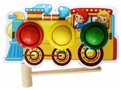 ИГРУШКА СТУЧАЛКА ЦВЕТНАЯ ПАРОВОЗ 3 ОТВЕРСТИЯ фото в интернет-аптеке Склад Лекарств