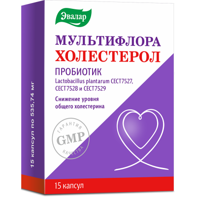 МУЛЬТИФЛОРА ХОЛЕСТЕРОЛ КАПС №15/ЭВАЛАР/ фото в интернет-аптеке Склад Лекарств