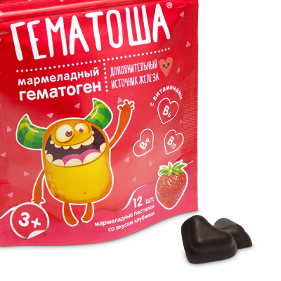 ГЕМАТОША ПАСТИЛКИ МАРМЕЛАДНЫЕ ЖЕВ МАССОЙ 4Г КЛУБНИКА N12 фото в интернет-аптеке Склад Лекарств
