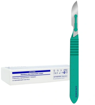 СКАЛЬПЕЛЬ ХИРУРГИЧЕСКИЙ Р22 №1/АПЕКСМЕД/ фото в интернет-аптеке Склад Лекарств