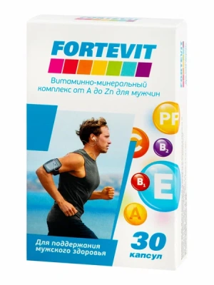 ФОРТЕВИТ ВИТАМИННО-МИНЕРАЛЬНЫЙ КОМПЛЕКС Д/МУЖЧИН ОТ A ДО ZN КАПС N30 фото в интернет-аптеке Склад Лекарств