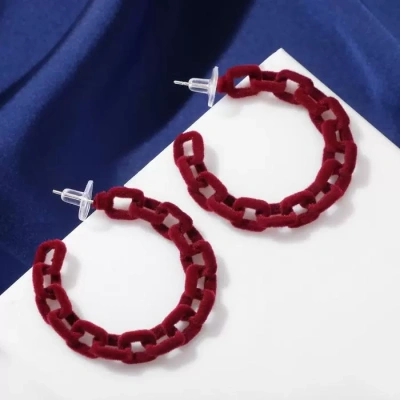 СЕРЬГИ-КОЛЬЦА ЦЕПИ ОВАЛ ЦВЕТ БОРДОВЫЙ фото в интернет-аптеке Склад Лекарств