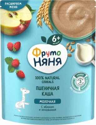 ФРУТОНЯНЯ КАША ПШЕНИЧНАЯ ЯБЛОКО ЗЕМЛЯНИКА МОЛ 6МЕС+200МЛ фото в интернет-аптеке Склад Лекарств