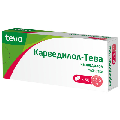 КАРВЕДИЛОЛ ТАБ 12,5МГ №30/ТЕВА/ фото в интернет-аптеке Склад Лекарств