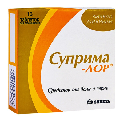 СУПРИМА ЛОР ТАБ Д/РАСС №16/МЕД,ЛИМОН/ фото в интернет-аптеке Склад Лекарств