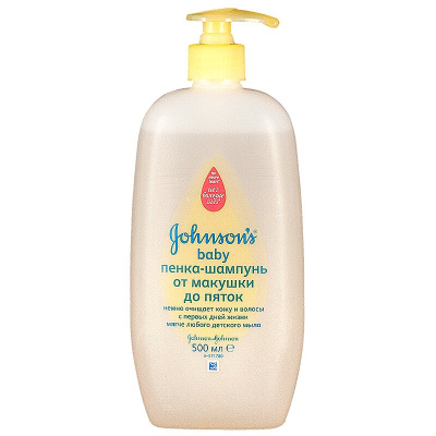ДЖОНСОНС БЕБИ ШАМПУНЬ-ПЕНКА ОТ МАКУШКИ ДО ПЯТОК 500МЛ фото в интернет-аптеке Склад Лекарств