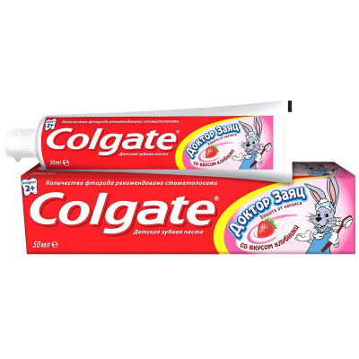 КОЛГЕЙТ З/ПАСТА ДЕТСКАЯ ДОКТОР ЗАЯЦ ВКУС КЛУБНИКИ 50МЛ фото в интернет-аптеке Склад Лекарств