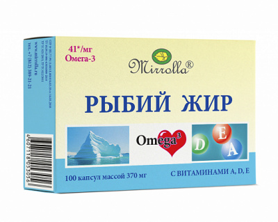 РЫБИЙ ЖИР ВИТ А, Д, Е КАПС 0,37Г №100/МИРРОЛЛА/ фото в интернет-аптеке Склад Лекарств